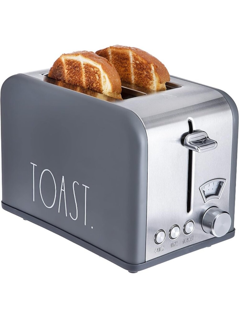 2 Slice Grey Wide Slot with 5 Browning Levels Stainless Steel Toaster Bagel
